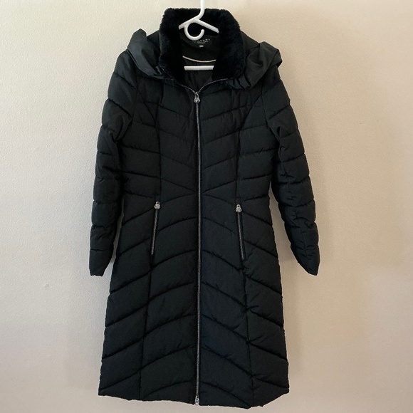 Laundry by Shelli Segal Women Black Long Puffer Jacket with Hood( Size: S) - Picture 1 of 5